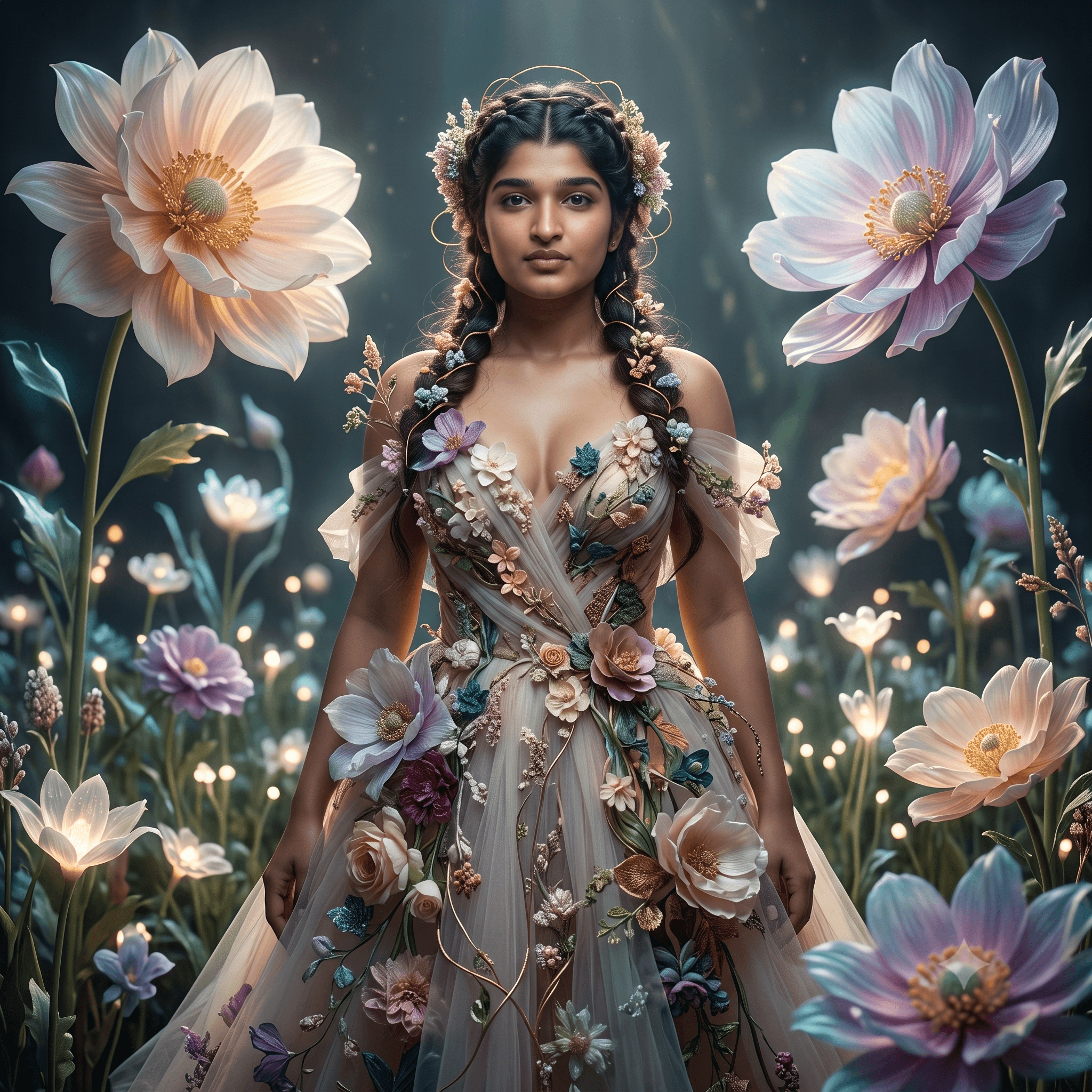 The Surreal Garden Goddess - AI prompt example by MangoXPrompts