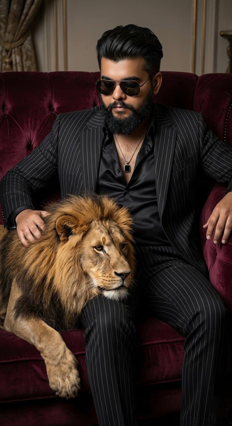 Gangster Portrait with Lion